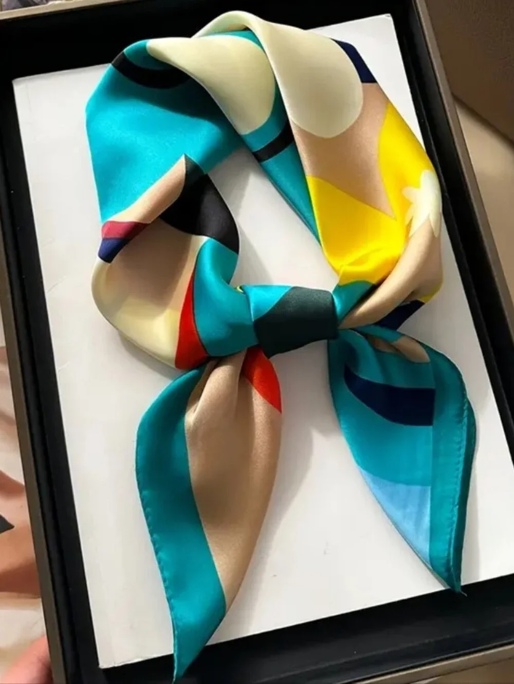 Silk-feel Vibrant Floral Square Scarf - Head Scarf, Neck Scarf